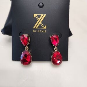 By Zaxie Red Teardrop Earrings